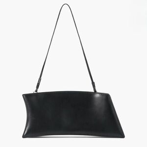 Staud Coco Black Smooth Leather Asymmetrical Shoulder Bag NWT